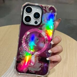 iPhone 16 pro max case with wave edge -Royal purple flower